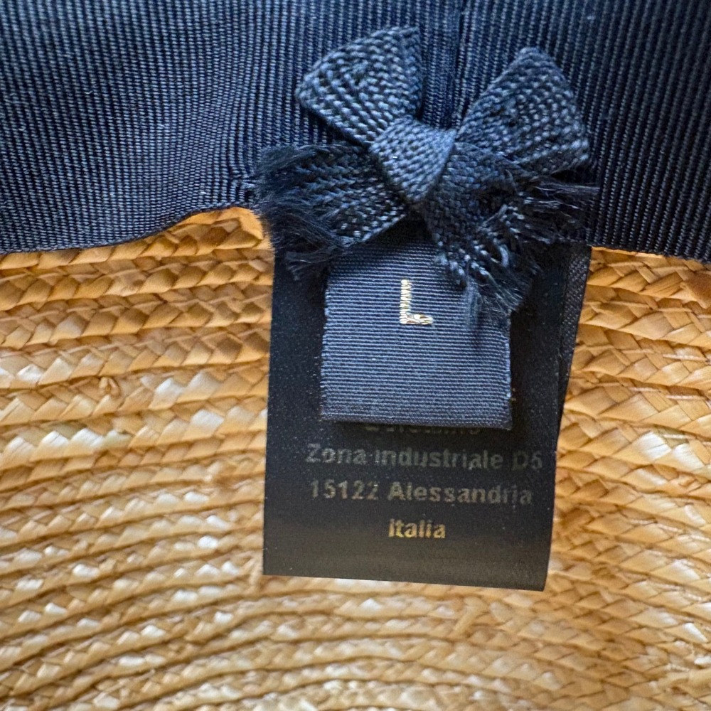 Borsalino Made in Italy Straw Fedora Hat Large Raffia Wide Brim Designer Womens - Picture 9 of 10